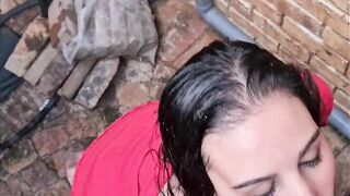 getting my dick blown after giving piss facial inside back alley
