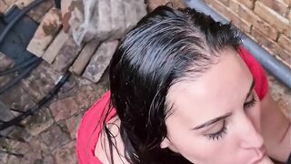 getting my dick blown after giving piss facial inside back alley