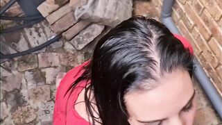 getting my dick blown after giving piss facial inside back alley