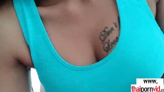 Amateur Thai 18 yo Cherry tasting her euro couple long white cock