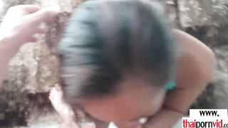 Amateur Thai 18 yo Cherry tasting her euro couple long white cock