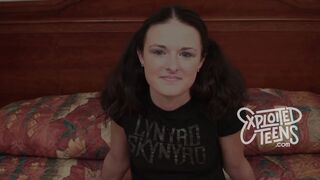 Petite teen with pigtails sucks cock POV style