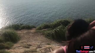 Outdoor oral sex from Thai 18 gf who finished it off at home