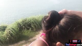 Outdoor oral sex from Thai 18 gf who finished it off at home