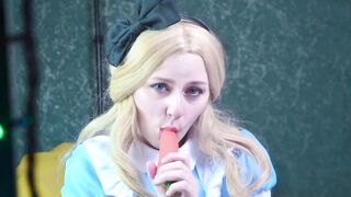 Alice fucks her twat with Rabbit's carrot inside Wonderland - SpookyBoogie Cosplay