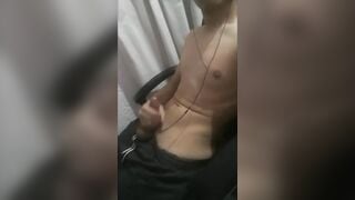 Just touching my cock, enjoys myself, no cumming.