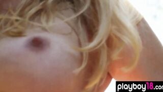 Petite blonde 19 yo Lauren Ash with tiny hooters loves nude activities