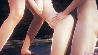 Genshin Impact Anime 3D - Eula into a 3 way banged! and bj with cum into her snatch and mouth - Game japanese oriental manga cartoon porn
