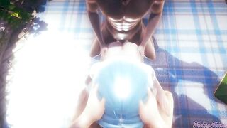 Genshin Impact Anime 3D - Eula into a 3 way banged! and bj with cum into her snatch and mouth - Game japanese oriental manga cartoon porn