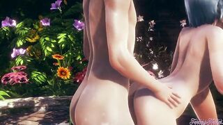 Genshin Impact Anime 3D - Eula into a 3 way banged! and bj with cum into her snatch and mouth - Game japanese oriental manga cartoon porn