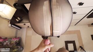 Step sister gave her great booty inside tights while getting ready for class