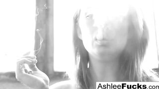 Beauty  Ashlee Graham smokes while showing off her natural breasts