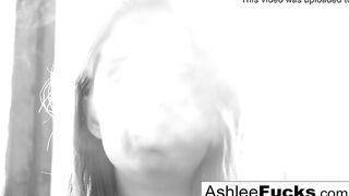 Beauty  Ashlee Graham smokes while showing off her natural breasts