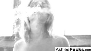 Beauty  Ashlee Graham smokes while showing off her natural breasts