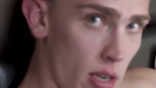 Stepson eats cum after hot spitroast bareback threeway