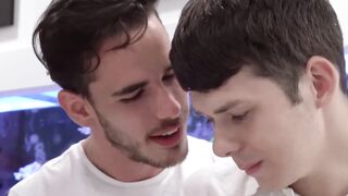 Hunky stepdad facializes and barebacks stepsons in threesome