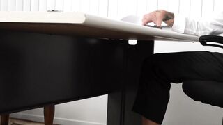 Horny stepson banged bareback by business stepdad in office