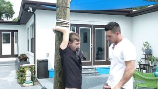 Stepson cum sprayed after hardcore bareback stepdad drilling