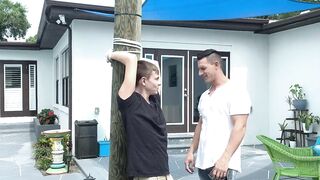 Stepson cum sprayed after hardcore bareback stepdad drilling