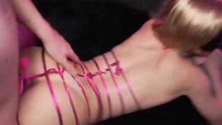 TEEN SLUT in Pink Cocktail Dress Gets her Ass Destroyed