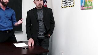 Truant stepson spitroast threesome with teacher and daddy