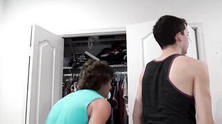 Twink stepson eats cum after hardcore taboo daddy threesome