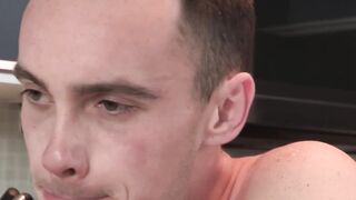 Cute twink bareback doggystyle ravaged by tattooed stepdad