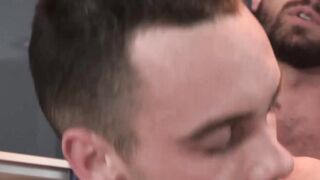Cute twink bareback doggystyle ravaged by tattooed stepdad