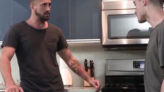 Cute twink bareback doggystyle ravaged by tattooed stepdad