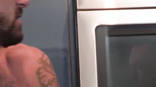 Cute twink bareback doggystyle ravaged by tattooed stepdad