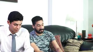 Naughty daddy spanking and doggystyle banging adorable twink
