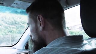 Step daddy bare impales his stepson doggy style while in the car