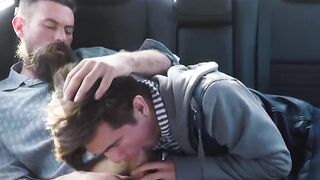 Step daddy bare impales his stepson doggy style while in the car