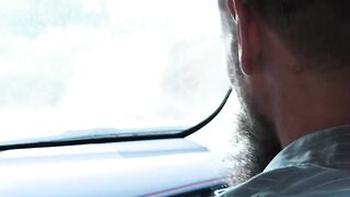 Step daddy bare impales his stepson doggy style while in the car