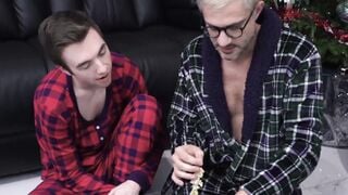 Stepdad with a huge dick barebacks his son for Christmas Hoe 2