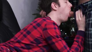 Stepdad with a huge dick barebacks his son for Christmas Hoe 2