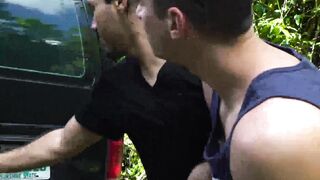 Bound stepson gets raw fucked by his hunky stepdad outdoors Hoe 2
