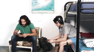 Nerdy gay teen has breeding threesome with stepfamily