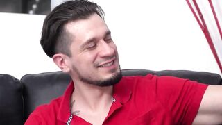 Homosexual Rob Quin passionately looks me in the eye while I penetrate his butt
