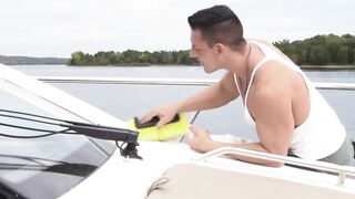 I splashed my cum on my stepson Jack Valors ass after helping me clean my boat