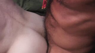 Scoutmasters Ace Banner and Adam Snow bang the two young twinks in the tent