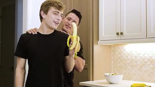 Training my blonde stepson Jesse Bolton on how to deepthroat using my girthy cock