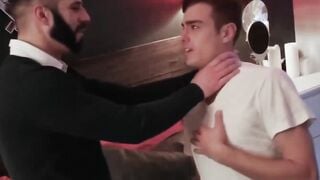 My bearded stepdad Romeo Davis grabs me and stuffs his cock in my wet mouth and ass