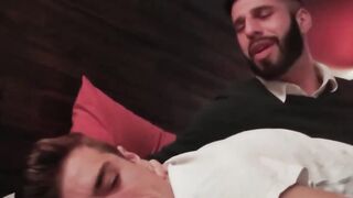 My bearded stepdad Romeo Davis grabs me and stuffs his cock in my wet mouth and ass