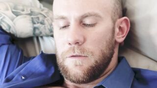 Tattooed Damien Michaels bursts his drippy cum on Jackson Coopers face