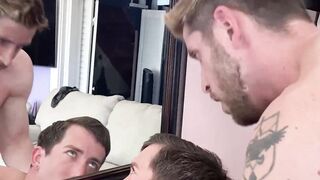 My well built stepbrother Johnny Ford eats my dick while Im on a virtual meeting