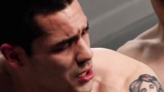 Sexy Alessandro Drago blowjobs Andrew Miller before he got rammed in missionary