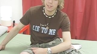 Interviewed young twink Chris Martinson masturbates and cums