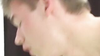 Skinny twink Caleb Levi anal fucked by top Devin Becker