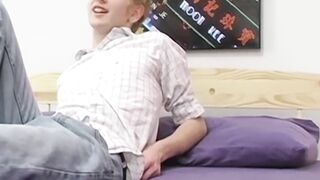Blond twink Sky Sylvanus plays his dick and jerks off solo